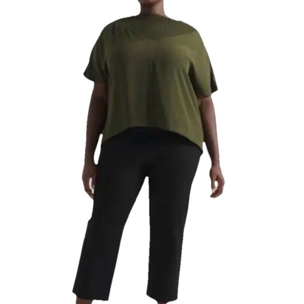 Pari Passu Maura Short Sleeve Top in Army NWT size 16 Minimal Preppy Casual